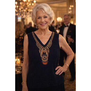 Joseph A Vintage beaded Stretch tank top size Large